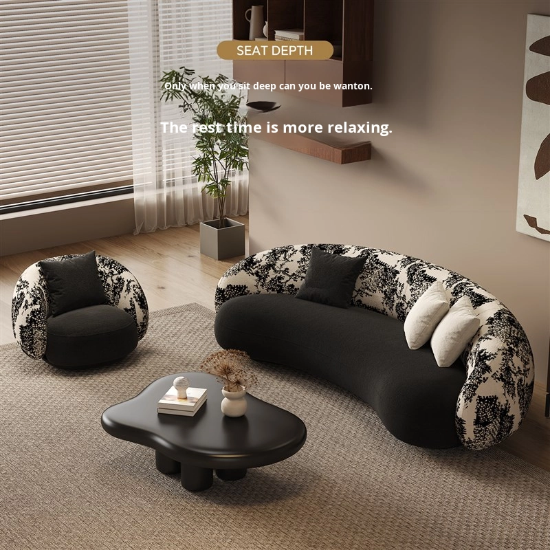 Commercial Fabric Printing - Ретро-стильный секционный диван с замшевой обивкой
